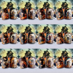 12 Plantillas Tazas de Brujitas Hallowen