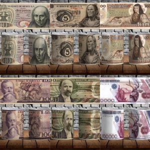 6 Plantillas Tazas de Billetes Antiguos Mexicanos