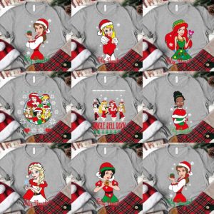 8 Plantillas Playera Princesas Navidad