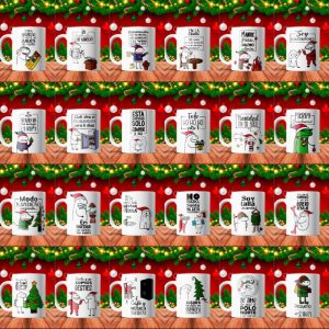 24 Plantillas Tazas Navidad con Florks