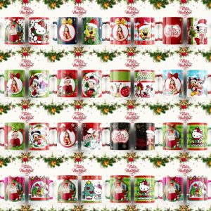 14 Plantillas Tazas Caricaturas Navideñas