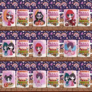 8 Plantillas Tazas Dia de Muertos Adorable
