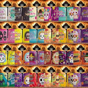 21 Plantillas Tazas Dia de Muertos