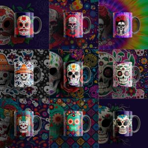 9 Plantillas Tazas Calaveras Tradicionales