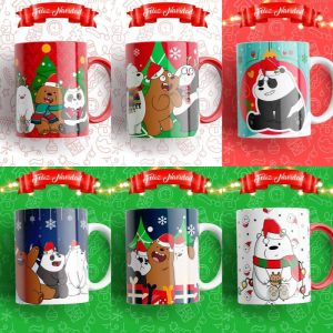 6 Plantillas Tazas Osos Escandalosos en Navidad