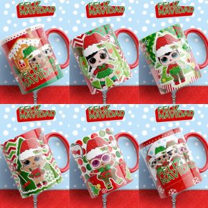 6 Plantillas Tazas Muñecas LOL Navidad