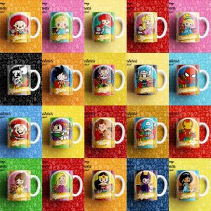 20 Plantillas Tazas Personajes Cartoon Navidad