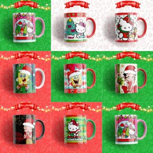 8 Plantillas Tazas Caricaturas Navidad