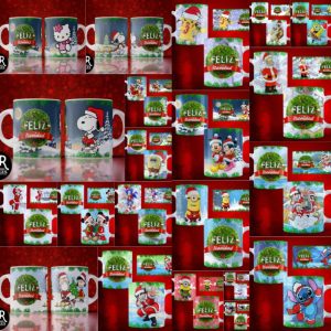 21 Plantillas Tazas Caricatura Personajes Navidad