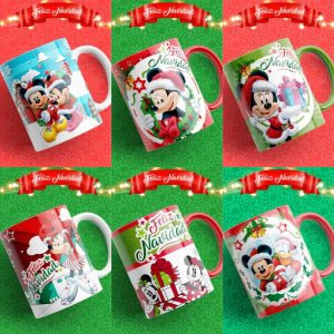 6 Plantillas Tazas Navidad Mickey