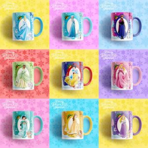 9 Plantillas Tazas Princesas Navidad