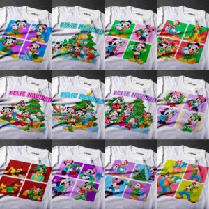 12 Plantillas Playeras Mickey en Navidad