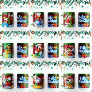 9 Plantillas Tazas Navidad Mickey
