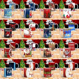 15 Plantillas Tazas Navidad Feliz