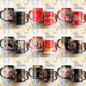 8 Plantillas Tazas Navidad Gold