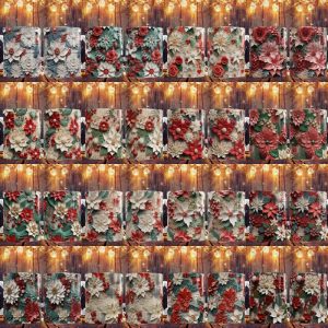 16 Plantillas Tazas Flores Navidad 3D