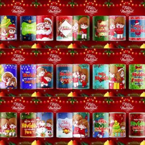 12 Plantillas Tazas Navidad en Pareja