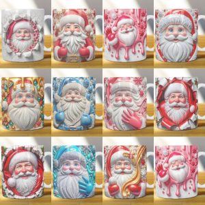11 Plantillas Tazas Santa Claus 3D