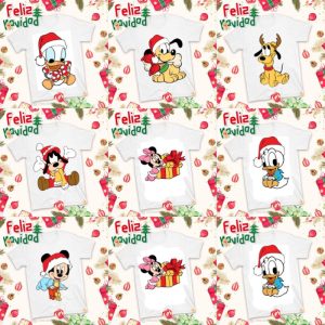 7 Plantillas Playeras Disney Baby Navidad