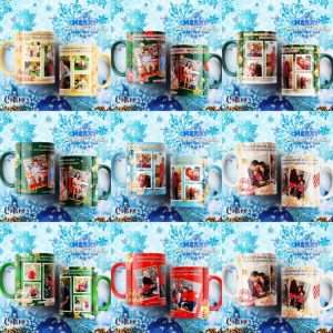 8 Plantillas Tazas Collage Navidad