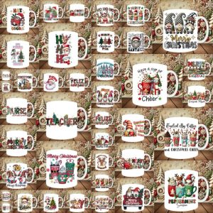 40 Plantillas Tazas de Navidad Feliz