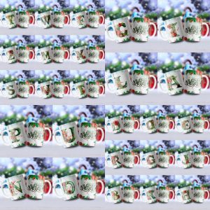 26 Plantillas Tazas ABC Navidad Verde