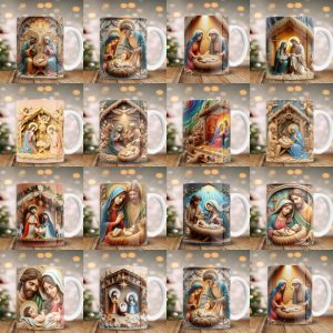 14 Plantillas Tazas Nacimiento Navidad 3D