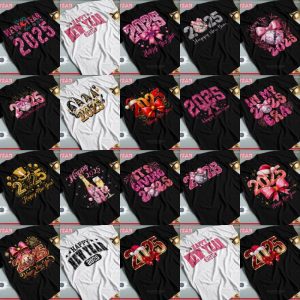 19 Plantillas Playeras Feliz 2025 Glitter