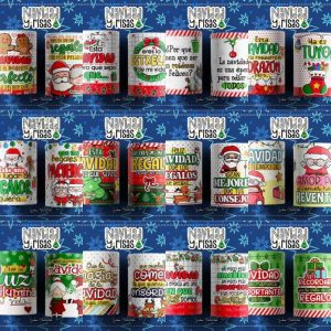 12 Plantillas Tazas con Mensajes de Navidad