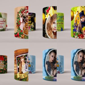 5 Plantillas Tazas Navidad con Foto