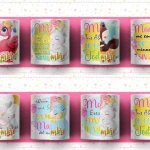 5 Plantillas Tazas Los Abrazos de Mamá