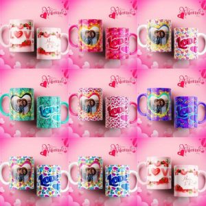 7 Plantillas Tazas Patron Love 3D