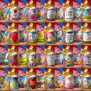 20 Plantillas Tazas Homero y Marge San Valentin