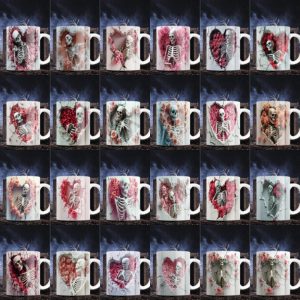 23 Plantillas Tazas Esqueletos San Valentin