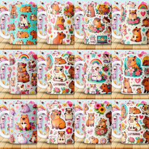 12 Plantillas Tazas Capibara Amistoso