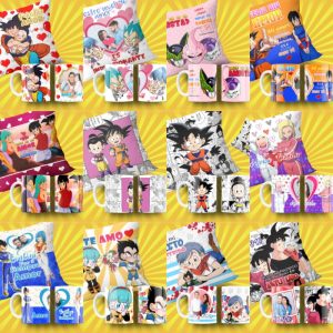 12 Plantillas Tazas y Cojines Dragon Ball Romantico