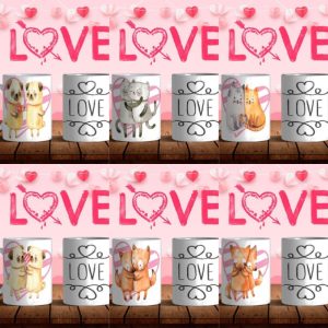 6 Plantillas Tazas Love Cutes