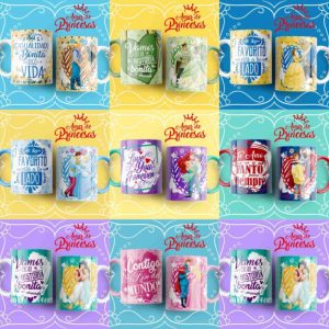 8 Plantillas Tazas Princesas Amor