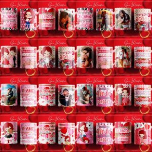 16 Plantillas Tazas San Valentin Rosa