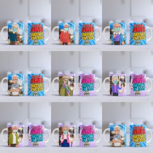 8 Plantillas Tazas Abuelito Quedate en casa