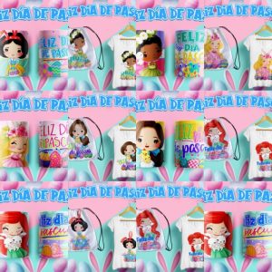 10 Plantillas Tazas y Playeras Princesas Pascuas