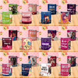 12 Plantillas Tazas Amor en Pareja