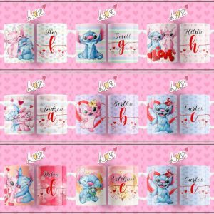 8 Plantillas Tazas Stitch ABC