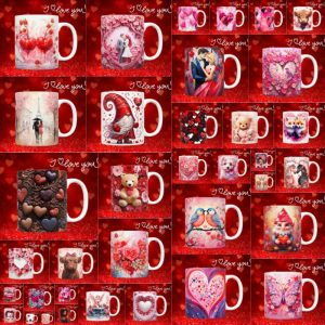 36 Plantillas Tazas Corazones y Amor