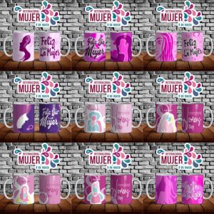 9 Plantillas Tazas Mujer Feliz Dia