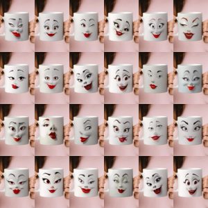 22 Plantillas Tazas Rostro Mujer
