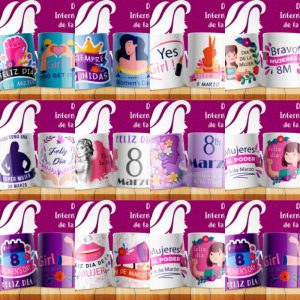10 Plantillas Tazas Feliz 8 de Marzo
