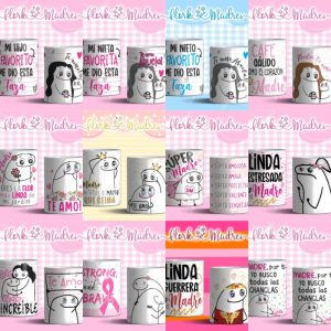 12 Plantillas Tazas Florks Madres