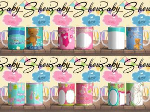 6 Plantillas Tazas Baby Shower