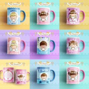 8 Plantillas Tazas Bautizo